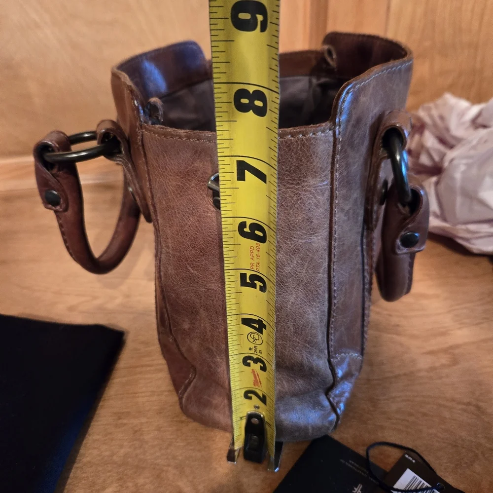 Frye Brown Leather Melissa Mini Tote with Vintage Finish
